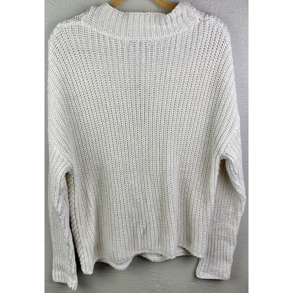 NEW Halogen Women’s White Sweater W/ Little Bit Of Gold Thread Size XL Nordstrom - Picture 2 of 5